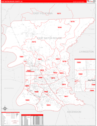 East-Baton-Rouge Red Line<br>Wall Map